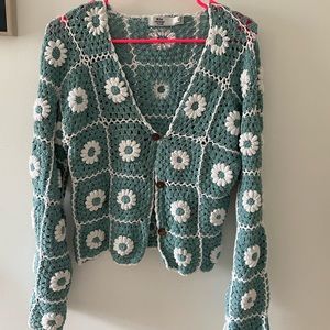 Handmade Crocheted Floral Sweater
